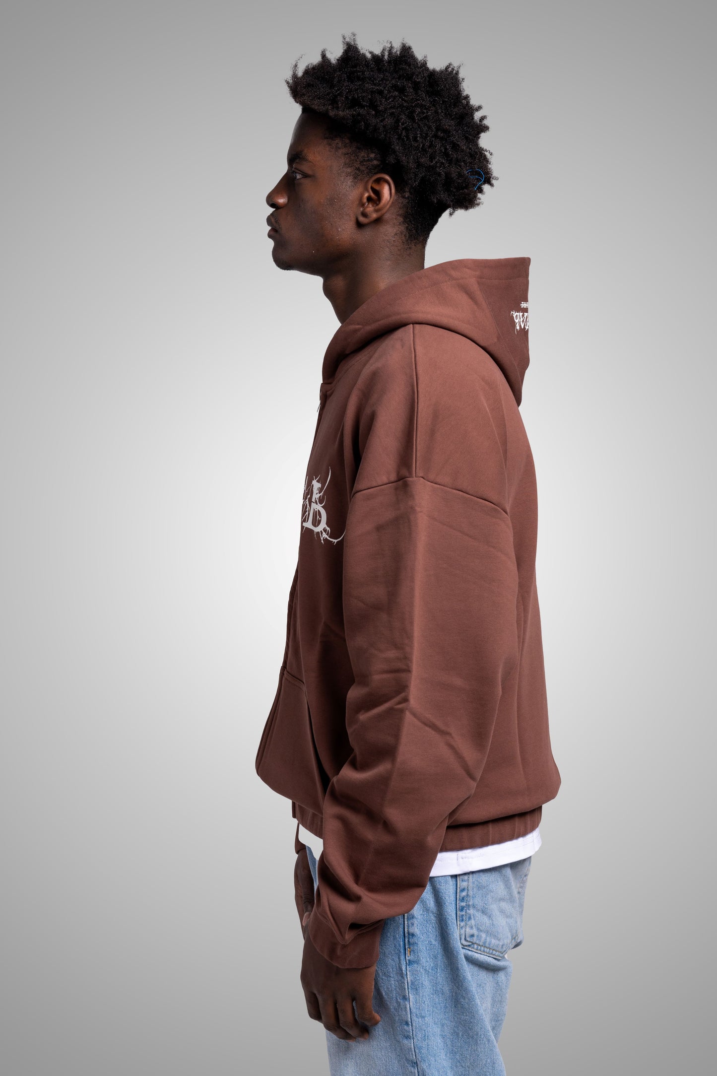 STIL COUTURE Oversize Zip-Hoodie | Metal Font - Chocolate